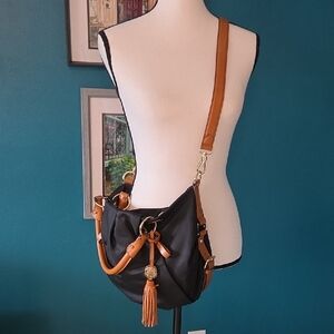 Vince Camuto Black and Tan Crossbody Bag
